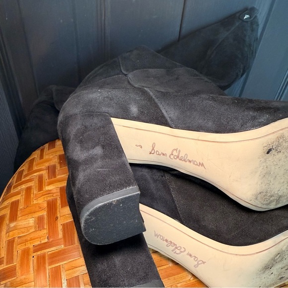 Sam Edelman Black Caprice Suede Boots Sz 8 - Picture 12 of 16